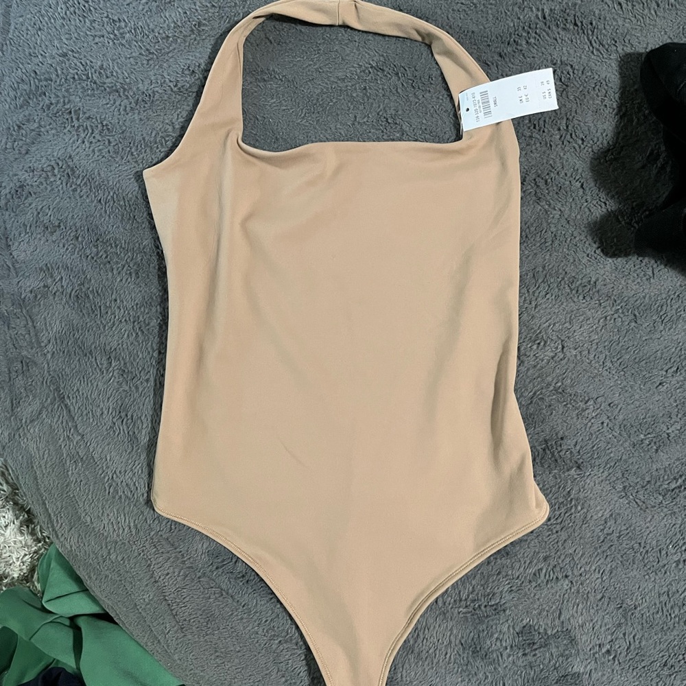 Abercrombie Halter Soft a&f nude tan bodysuit